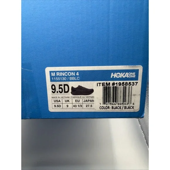 Hoka Men's Rincon 4 Black Size 9.5 D Athletic Running Shoes. Authentic And New - Picture 12 of 12